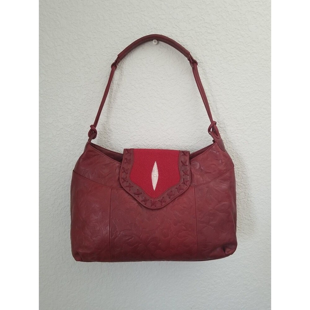 Chi By Falchi Red Leather Lambskin Handbag with dust bag 14.5long 10.5 high used